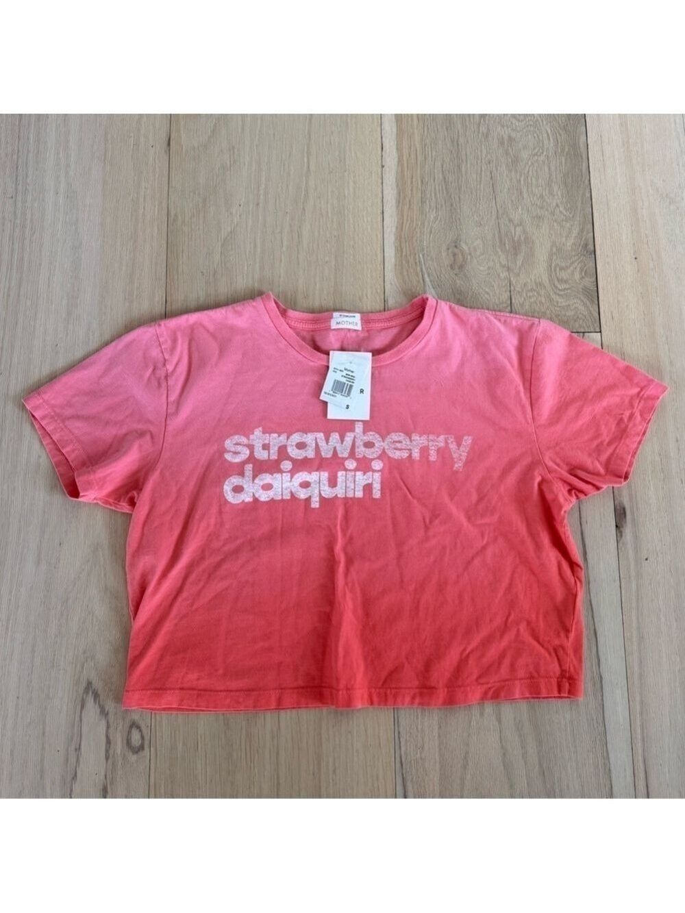 MOTHER Strawberry Daiquiri The S/S Slouch Cropped Tee Shirt Size Small NWT